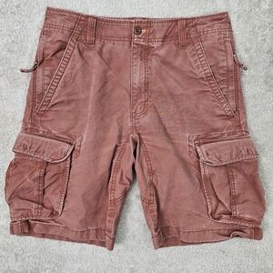 LL Bean Cargo Shorts Men's 31W Red Salmon Natural Fit Cotton Hiking Y2K Gorpcore